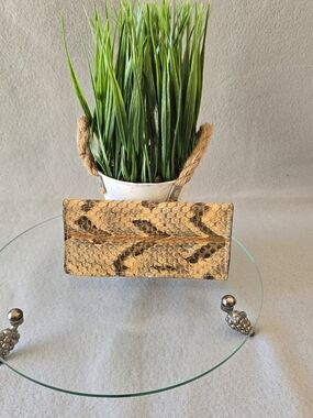 VTG Genuine Snakeskin Bifold Men Wallet Brown  Credit Card ID Window lambskin